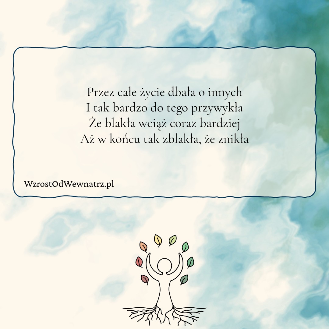 Ilustracja prezentuje wiersz użyty w artykule na barwnym tle różnokolorowych plam farb akwarelowych.